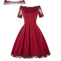 Stunning Short Sleeve Evening Dresses Champagne Red Lace Gowns Mother of the Bride Dresses