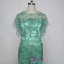 Unique Green Tulle Beaded Appliques Long Mother of the Bride Dresses=