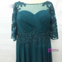 Romance  Long Turquoise Mother-of-the-bride-lace-dresses Chiffon Women Evening