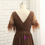 Cheap Brown 2017 Mother Of The Bride Dresses A-line V-neck Chiffon
