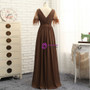Cheap Brown 2017 Mother Of The Bride Dresses A-line V-neck Chiffon