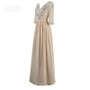 Latest 2017 Long Evening Dress With 3/4 Sleeves V-neck Beadings Chiffon