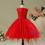 Hot Sale 2017 Flower Girl Dresses Red Short Ball Gown Scoop Neck Flower Appliques Pearl