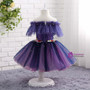 Queenly 3d Flower Applique Dress Grape Flower Girl Dresses Off the Shoulder