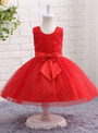 Sweet 2017 Red Flower Girl Dress with Bow Sequin Bling