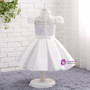 Latest 2017 Ball Gown Satin Lace High Neck Cap Sleeves Party Dresses Flower Girl Dress