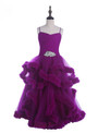 Brilliant Purple Diamond Tulle Flower Girl Dresses Sleeveless Pageant Dresses For Girls