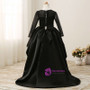 Fashion 2017 Black Flower Girl Dresses High Low Scoop Long Sleeves Floor Length