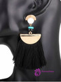 Chic Bead Semicircle Tassel Earrings