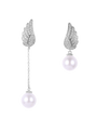 Fashion Fake Pearl Wing Asymmetric Earrings