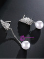 Fashion Fake Pearl Wing Asymmetric Earrings