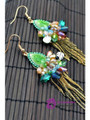 Cheap Faux Crystal Flower Fringed Earrings