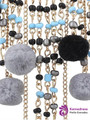 Cheap Fuzzy Ball Beaded Finged Tassel Earrings