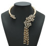 Fashion Diamond Tassel Pendant Necklace & Earrings