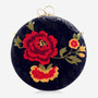 Fashion Embroidery Metal Ring Clutch Bag