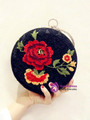 Fashion Embroidery Metal Ring Clutch Bag