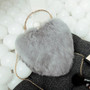 Fashion Heart Shape Metal Faux Fur Evening Bag