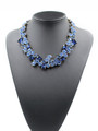 Fashion Gold Tone Blue Rhinestone Embellished Necklace