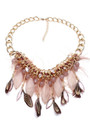 Fashion Gold Chain Feather Fringe Necklace