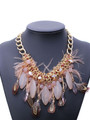 Fashion Gold Chain Feather Fringe Necklace