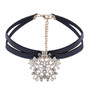 Fashion PU Flower Pendent Choker Necklace