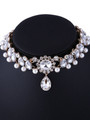 Fashion Retro Rhinestone Pearl Blend Choker Necklace