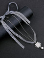 Cheap Way Plaid Ribbon Flower-Shaped Pendant Necklace