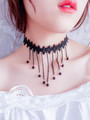 Cheap Tassel Pendant Black Lace Choker Necklace
