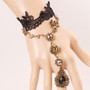 Hollowed Lace Bracelet with Ring Rose Water Drop Faux Gem