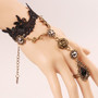Hollowed Lace Bracelet with Ring Rose Water Drop Faux Gem