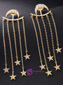 Fashion Chain Fringe Rhinestone Star Crescent Drop Earrings