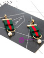 Fashion Ribbon Pearl Pendant Earrings