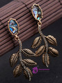 Cheap Leaf-Shaped Rhinestone Drop Earrings