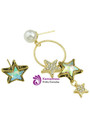 Star Earrings Asymmetric Faux Pearl