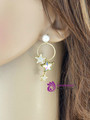 Star Earrings Asymmetric Faux Pearl