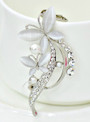 Rhinestone Butterfly Ear Cuff ONE PIECE Faux Pearl