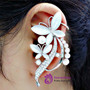 Rhinestone Butterfly Ear Cuff ONE PIECE Faux Pearl