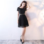 Simple Lace Short Prom Dresses Black Cocktail Dresses With Cap Sleeves Elegant