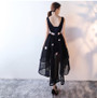 Backless Black Prom Dresses 2017 High Low Prom Dresses Sexy V-neck Shoulder Straps
