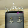 Party tiara wedding crown hearts crystal beads head gear exaggerated earrings