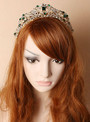 Aristocratic bride crown New Baroque gold dark green rhinestone