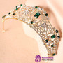 Aristocratic bride crown New Baroque gold dark green rhinestone