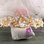 golden Tiara Baroque bride wedding dress handmade crystal crown