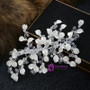 wedding hair jewelry bride white leaves wedding large crown crystal