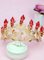 bride wedding tiara bridal headdress goddess red retro baroque gold leaf crown