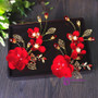 1 pair red flower bride wedding headdress accessories hair