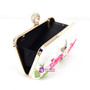 embroidery Flower Clutch Bag finger ring Crystal Evening Bag White Party Prom Purse