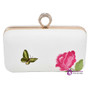 embroidery Flower Clutch Bag finger ring Crystal Evening Bag White Party Prom Purse