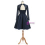 Navy Blue 2017 Homecoming Dresses A-line High Collar Long Sleeves