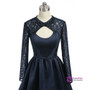 Navy Blue 2017 Homecoming Dresses A-line High Collar Long Sleeves